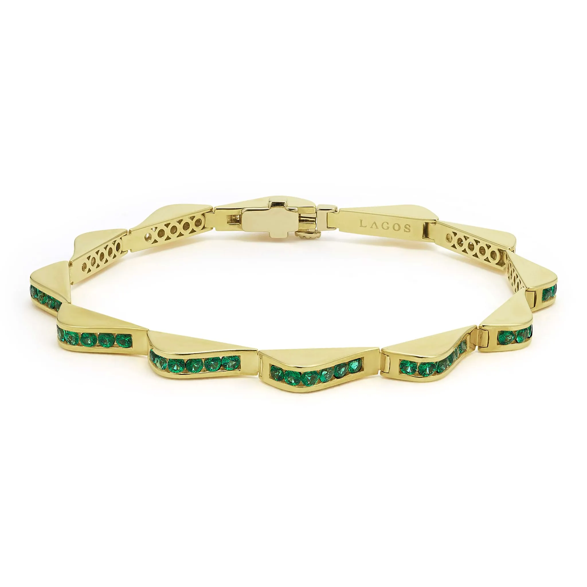 Studio 18K Gold Emerald Link Wave Bracelet