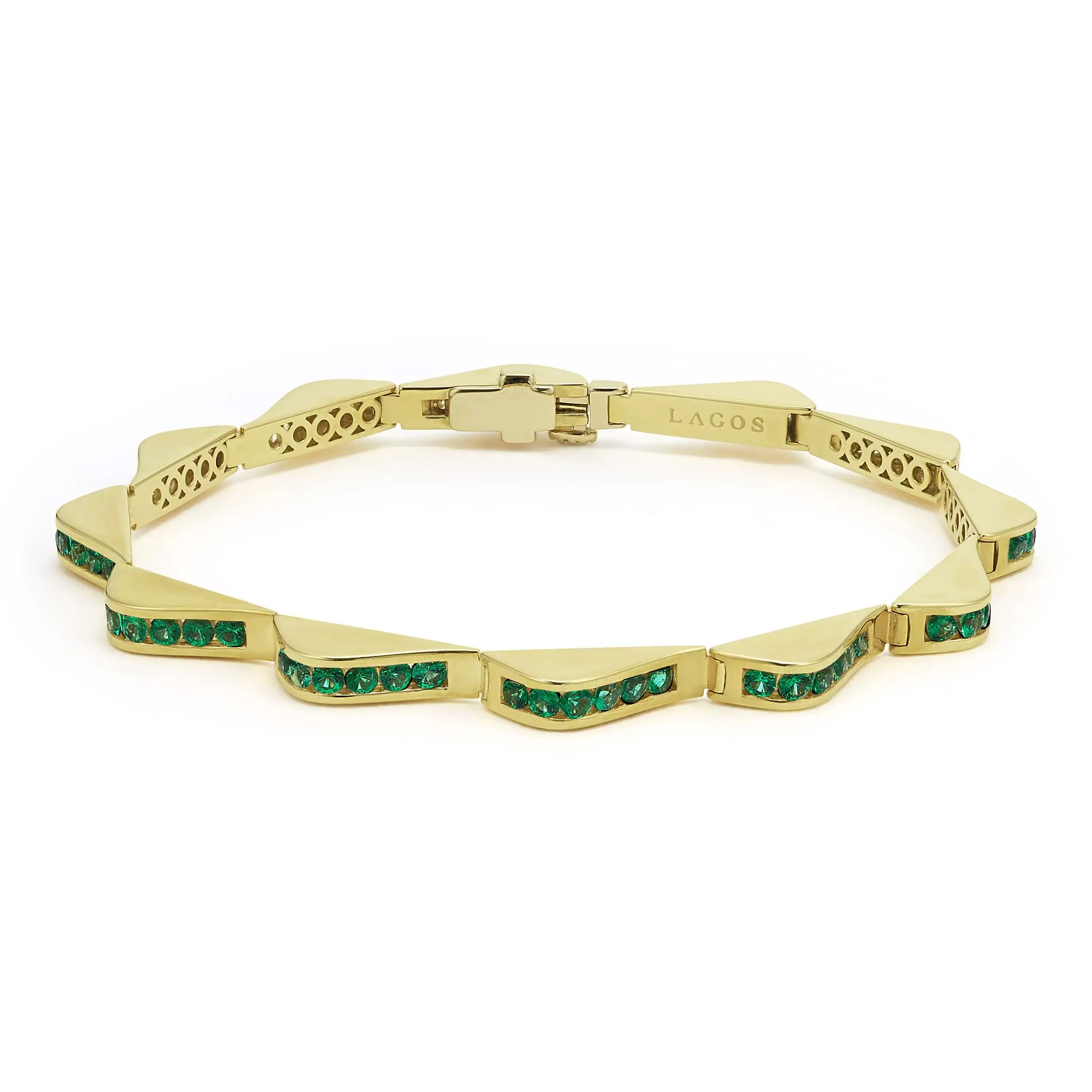 Studio 18K Gold Emerald Link Wave Bracelet