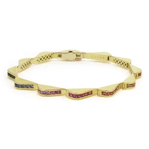Studio 18K Gold Mix Sapphire Link Wave Bracelet