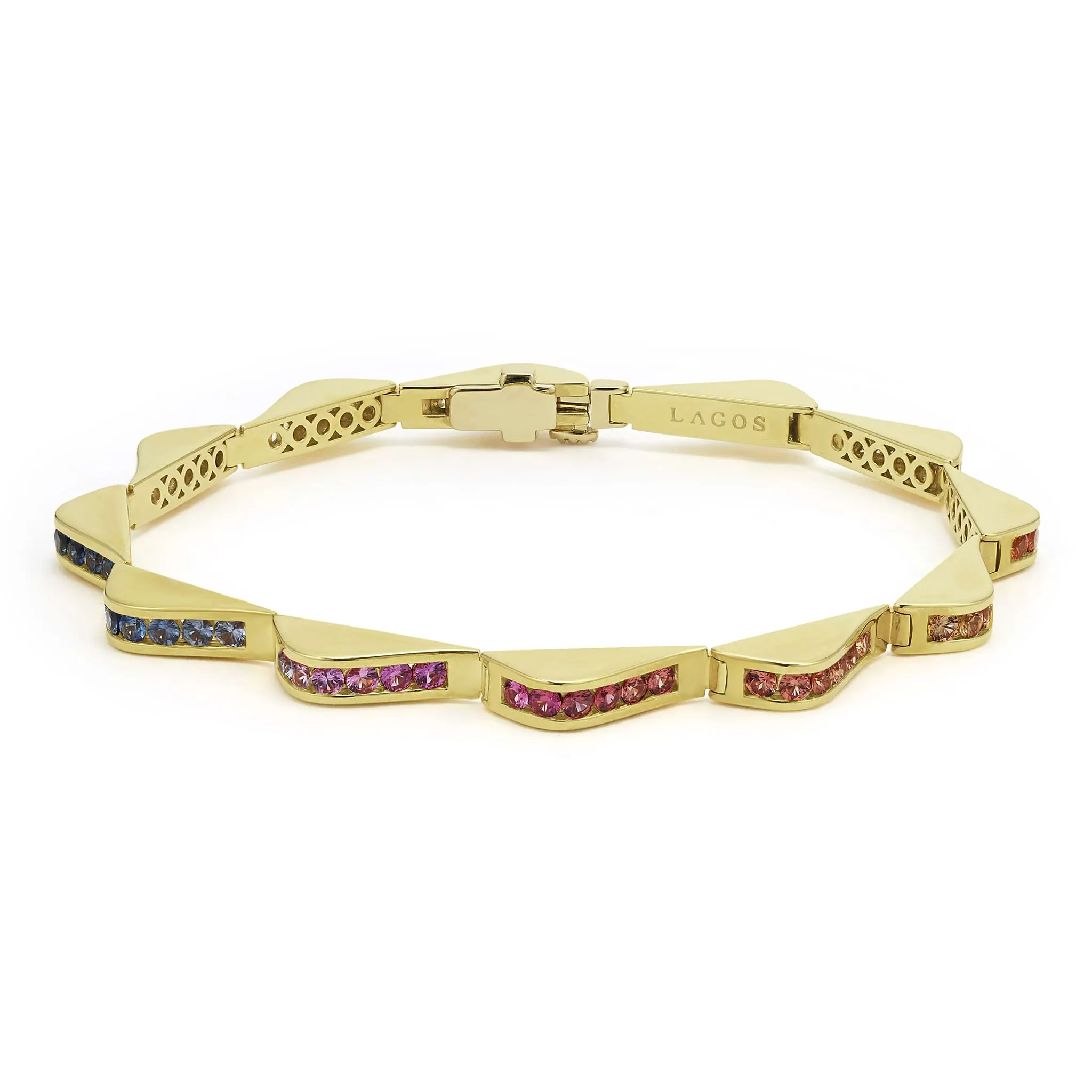 Studio 18K Gold Mix Sapphire Link Wave Bracelet