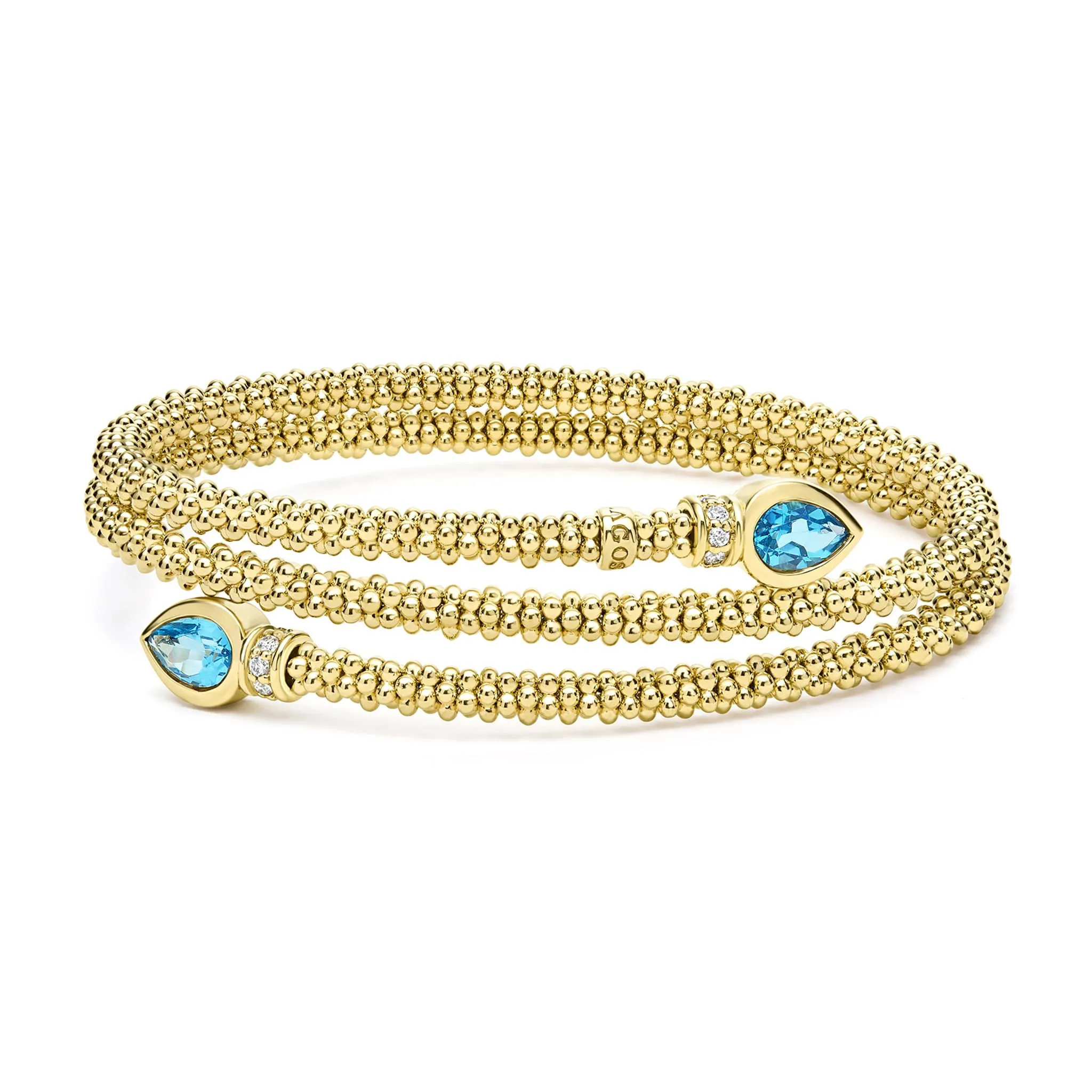 Studio 18K Gold Swiss Blue Topaz and Diamond Wrap Bracelet