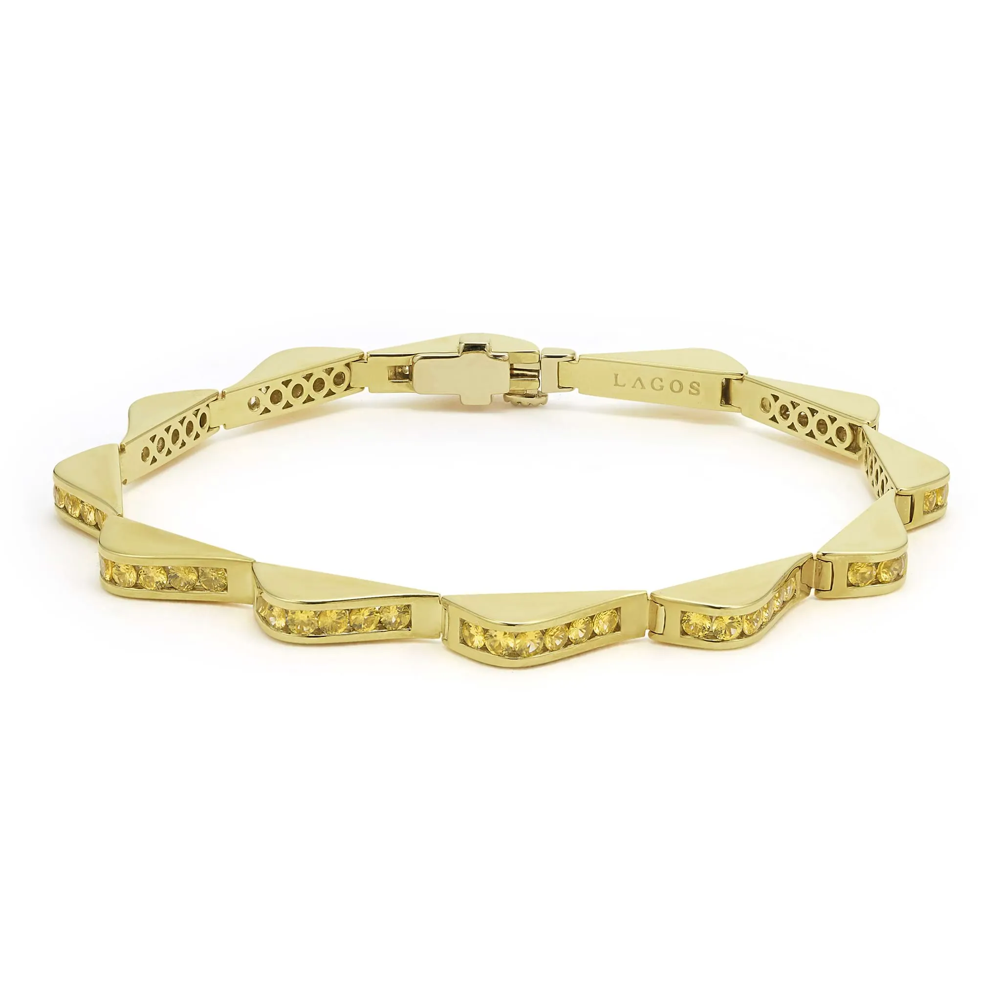 Studio 18K Gold Yellow Sapphire Link Wave Bracelet