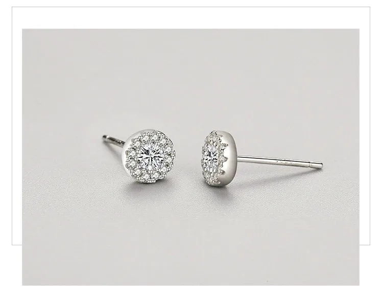Sun Flower Dazzling Cubic Zirconia Earrings