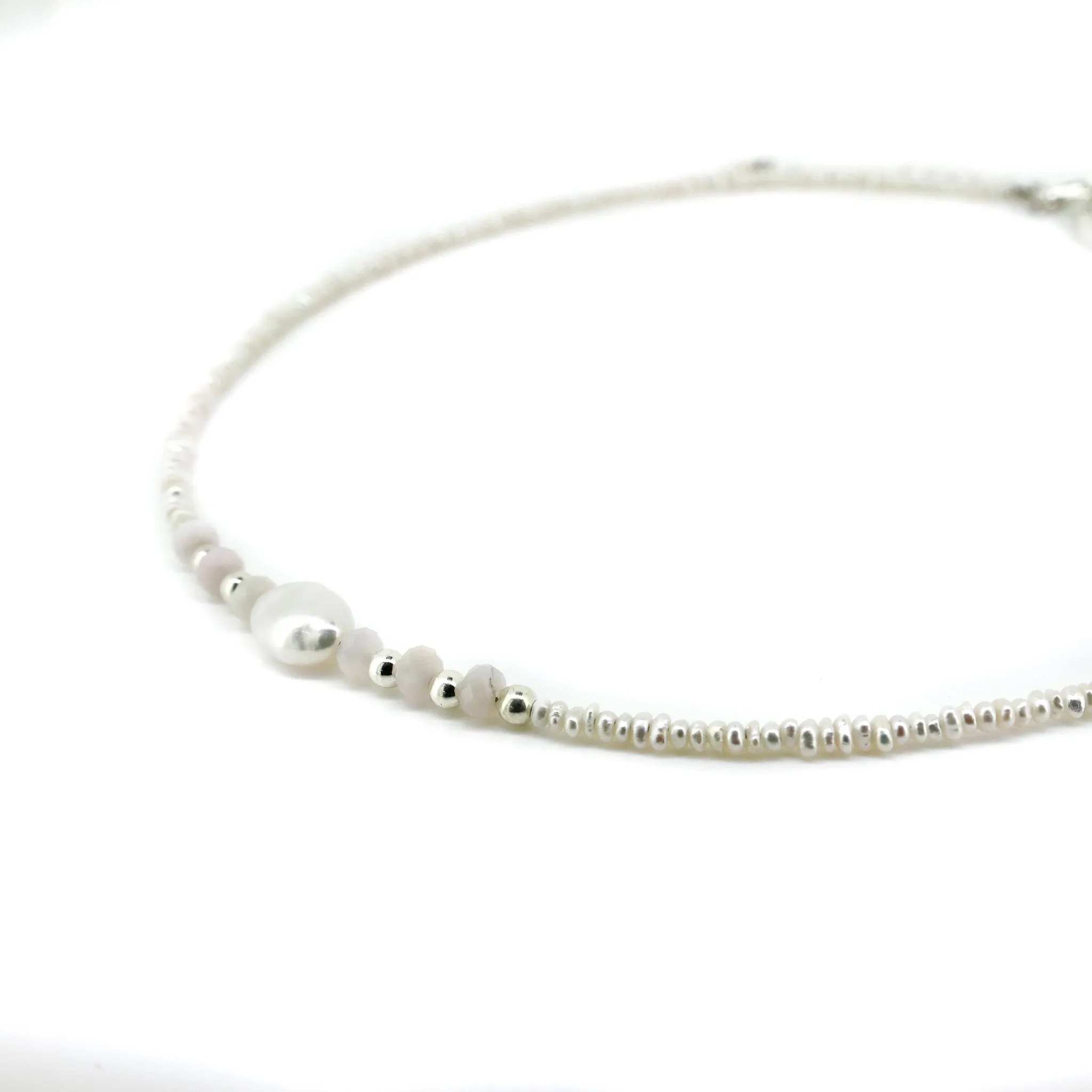 Sunkissed Pink Opal Necklace Silver