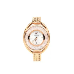 Swarovski Crystalline Oval Watch Metal Bracelet White Rose-Gold Tone