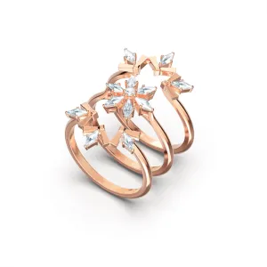 Swarovski Magic Ring Set White, Rose-Gold Tone Plated