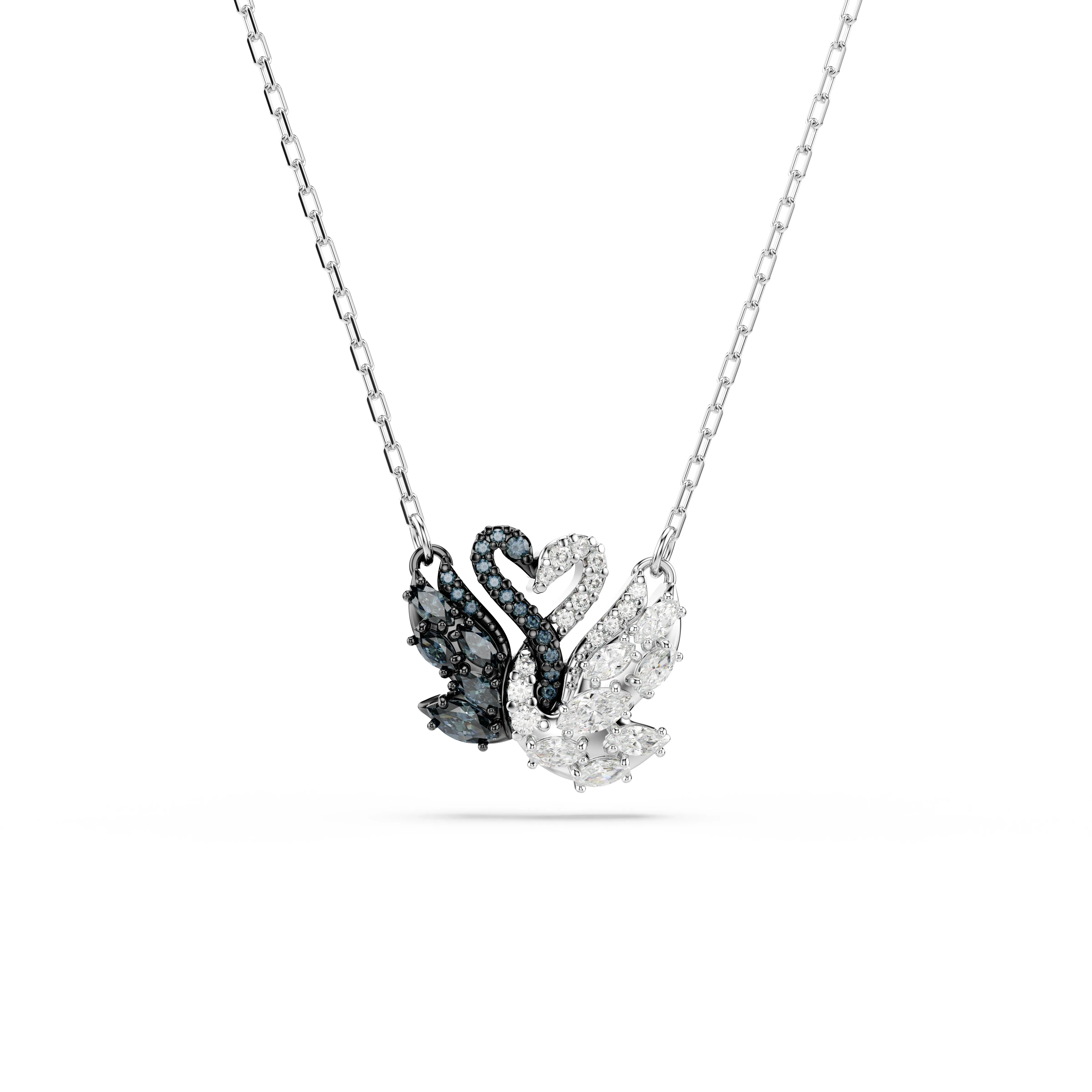 Swarovski Rhodium Black White Swan Necklace