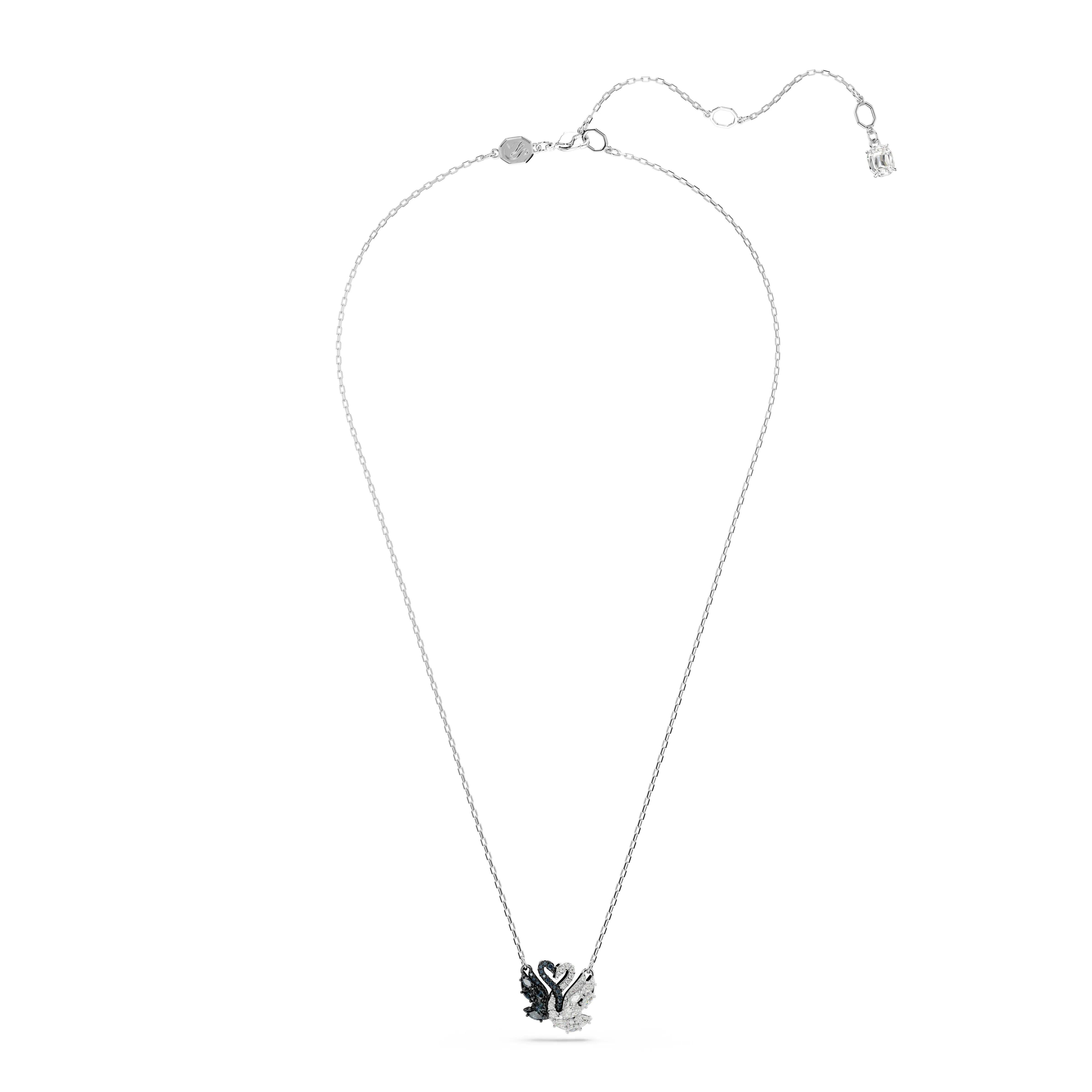 Swarovski Rhodium Black White Swan Necklace