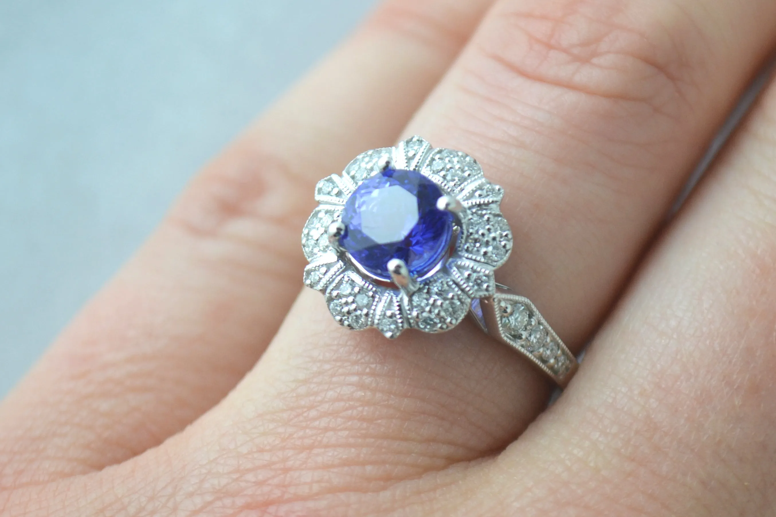 Tanzanite & Pave Filigree Ring