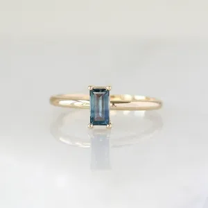 Teal Baguette Sapphire Engagement Ring