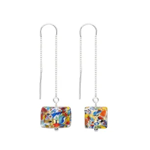 The Kiss Gold Square Dangle Earrings
