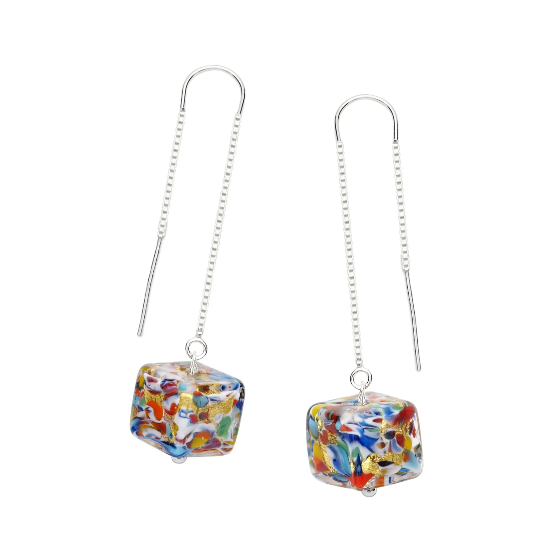 The Kiss Gold Square Dangle Earrings