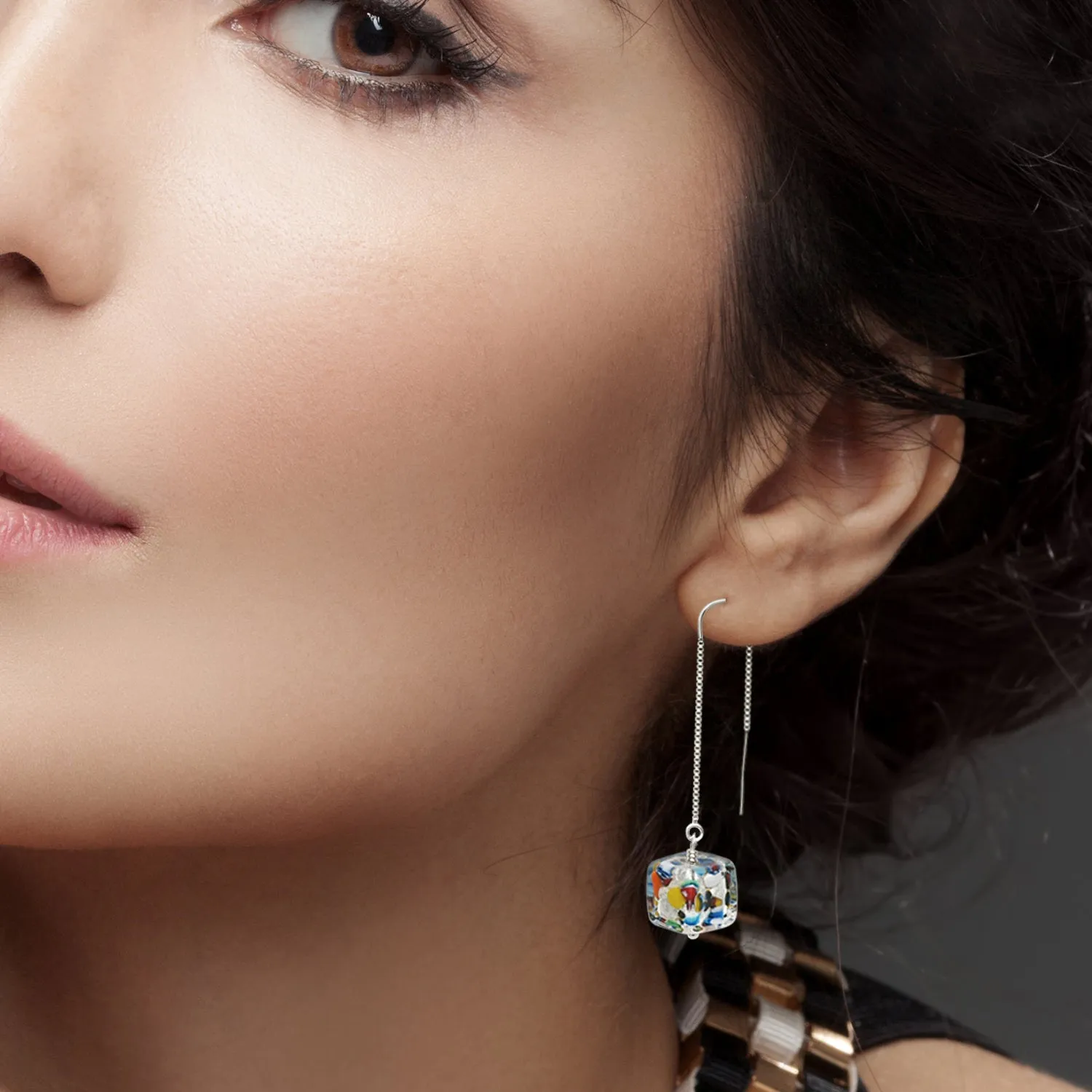 The Kiss Gold Square Dangle Earrings