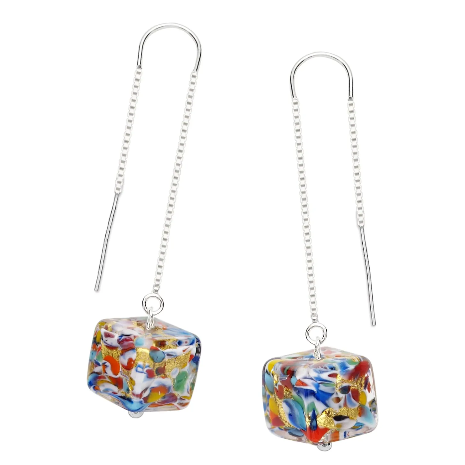 The Kiss Gold Square Dangle Earrings
