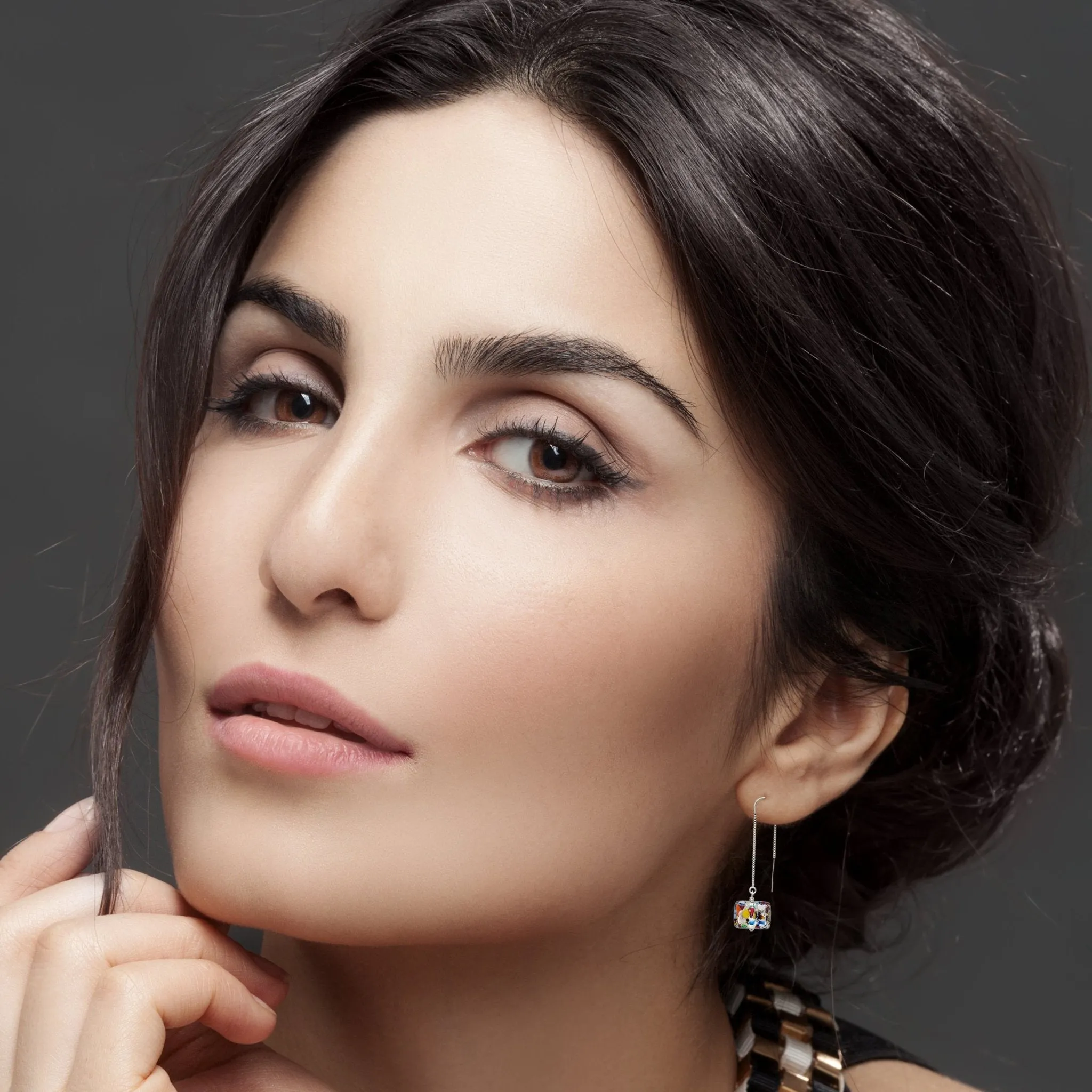 The Kiss Gold Square Dangle Earrings