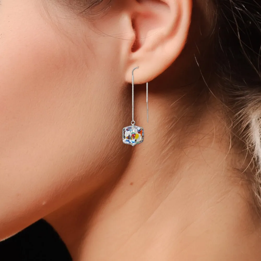 The Kiss Gold Square Dangle Earrings