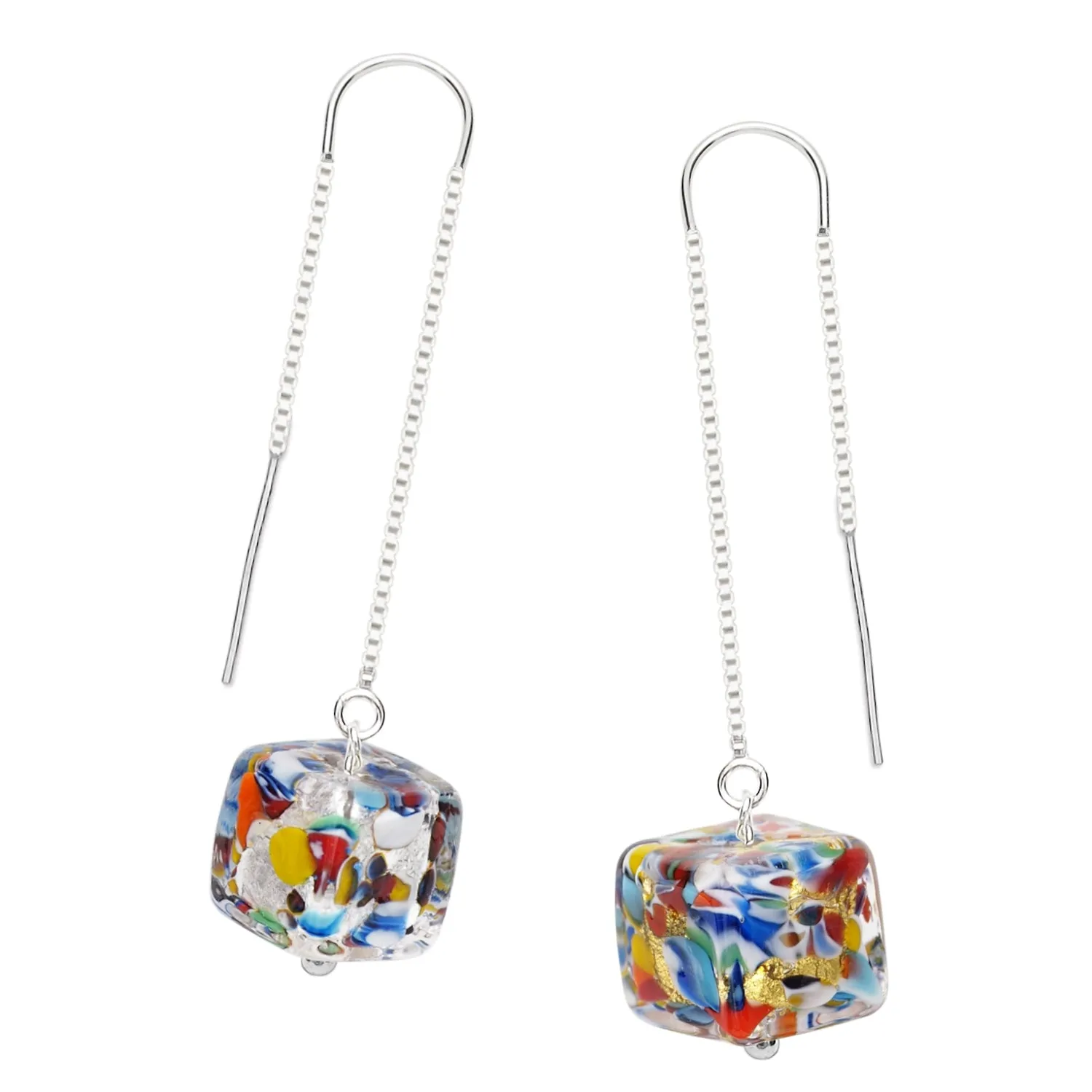The Kiss Gold Square Dangle Earrings
