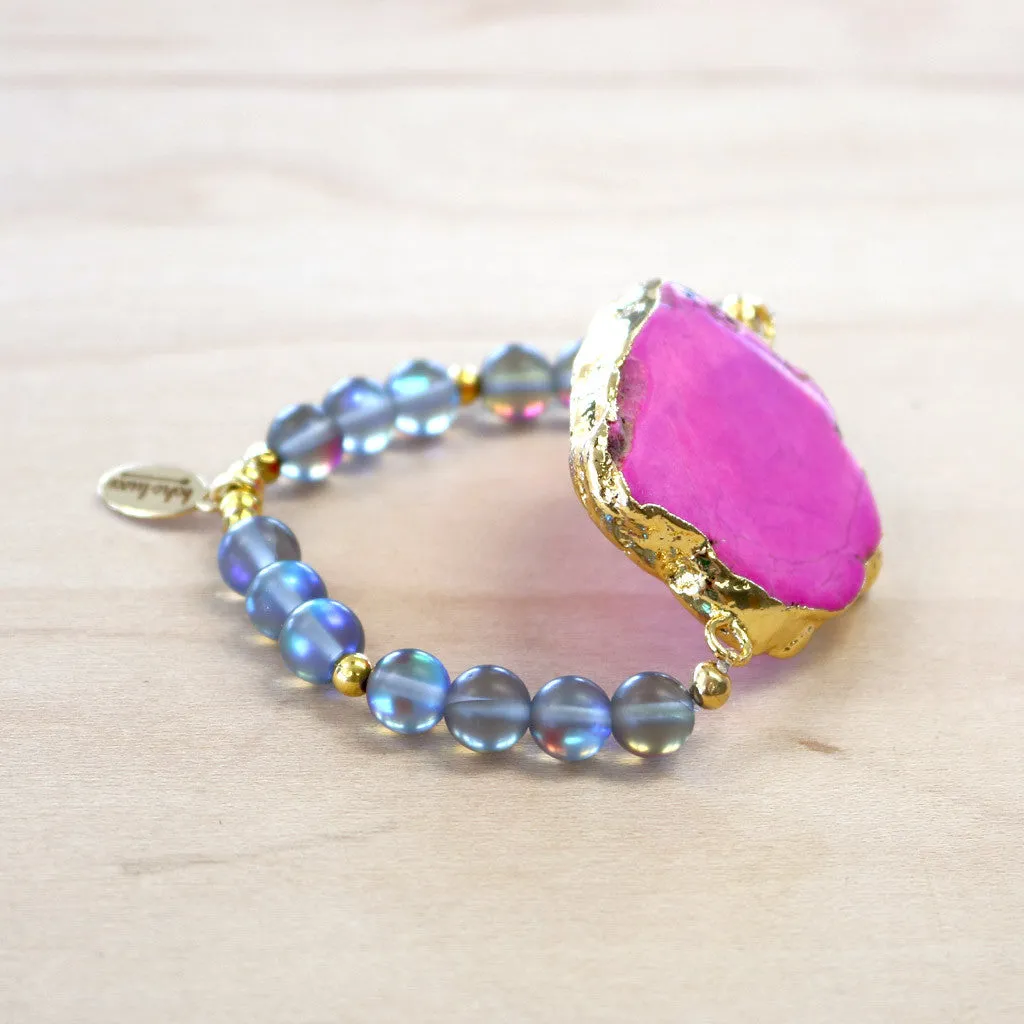The Laur - Semi-precious and Gold Plated Pink Howlite Bracelet