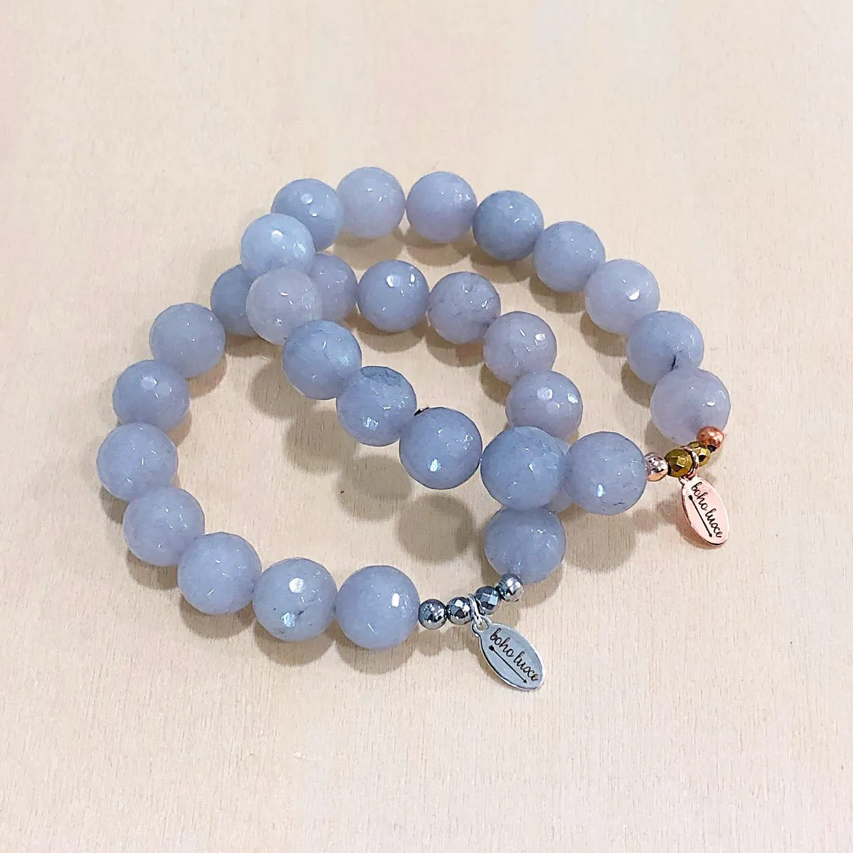 The Leslie - grey jade  - Semi-precious beads