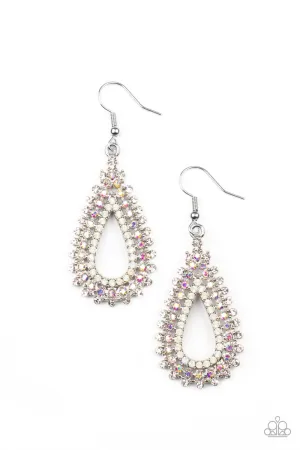 The Works - Paparazzi White Multi Iridiscent Paparazzi Earrings
