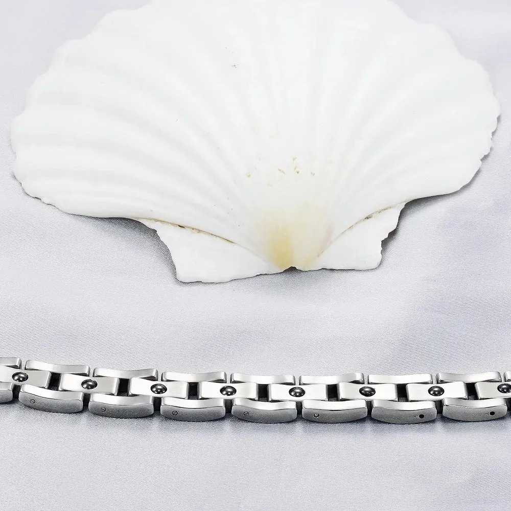 Therapy Bracelet Homme Vintage Bracelet for Man Stainless Steel Mens Jewellery Healthy Therapeutic Magnetic Bracelet Men Armband