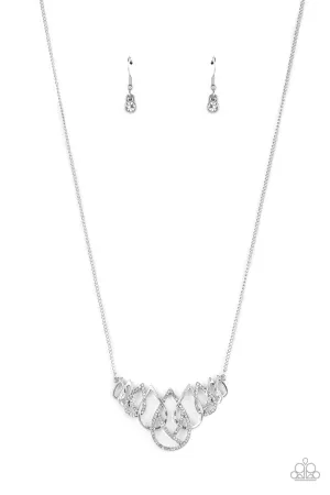 Thunderstruck Teardrops - White Paparazzi Necklace