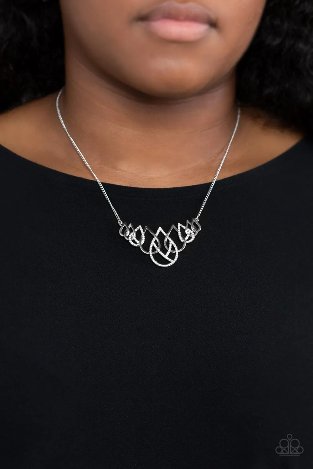Thunderstruck Teardrops - White Paparazzi Necklace