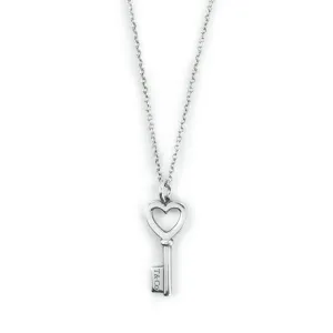Tiffany & Co Keys Sterling Silver Heart Key Pendant Necklace - 16"
