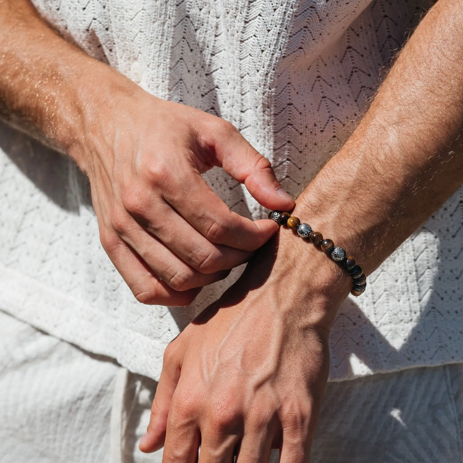 Tiger Eye & Silver Beads Bracelet