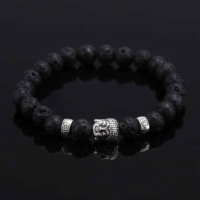 Tiger Eye Lava Stone Bead Buddha Bracelet Jewelry Yoga Prayer Bracelets Men Women Mujer Pulseras Fashion Jewelry