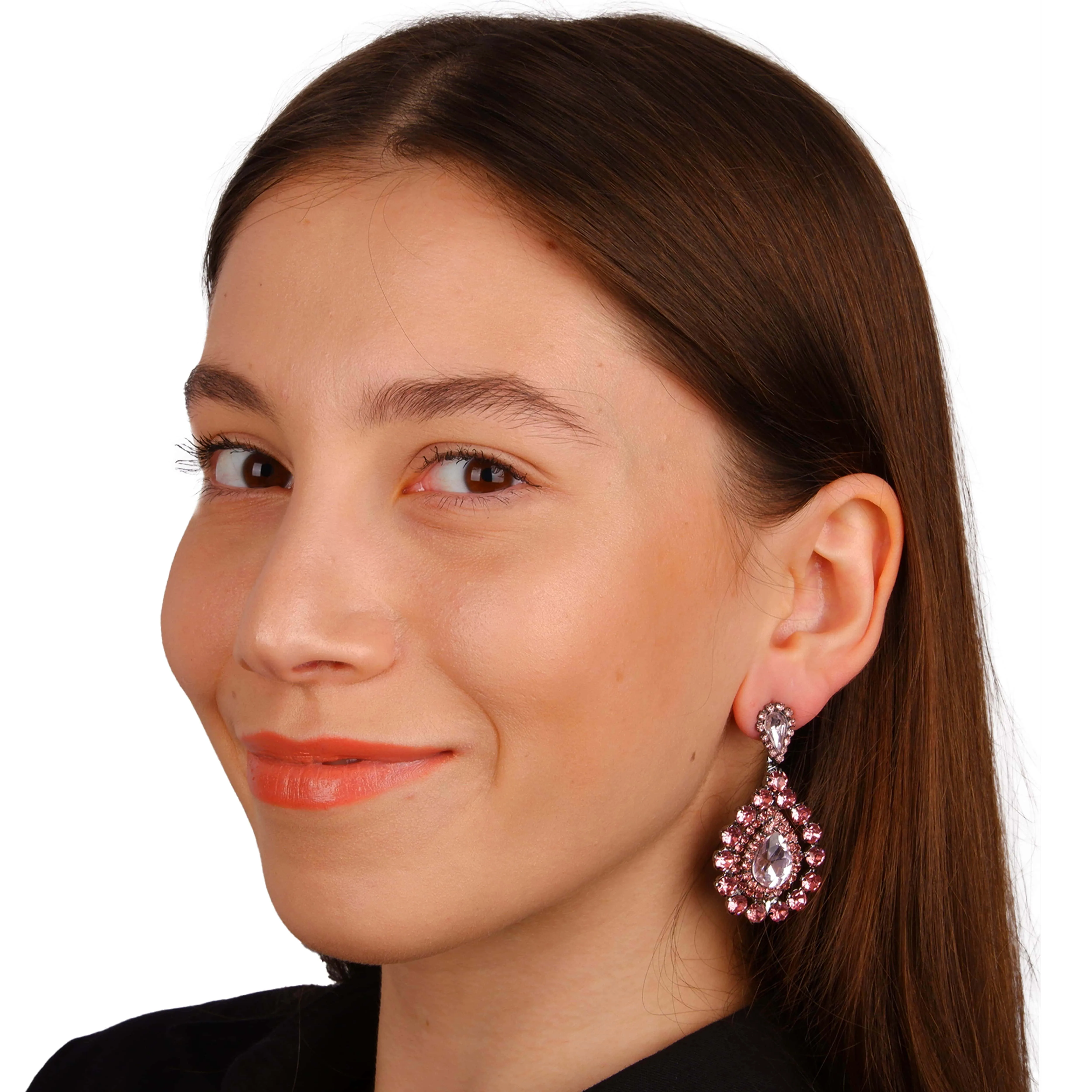 Timeless Glass Stone Crystal Earrings for Brides