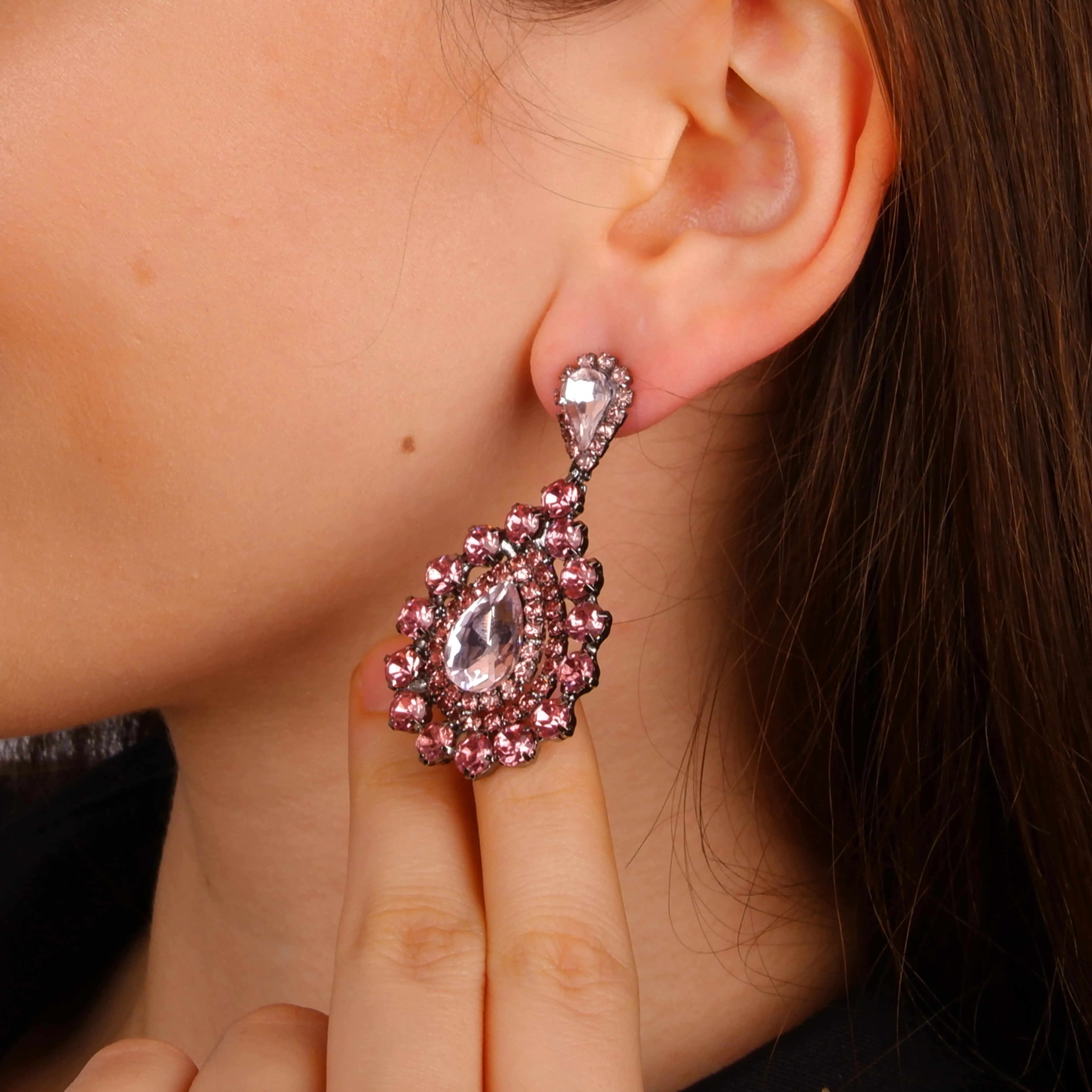 Timeless Glass Stone Crystal Earrings for Brides