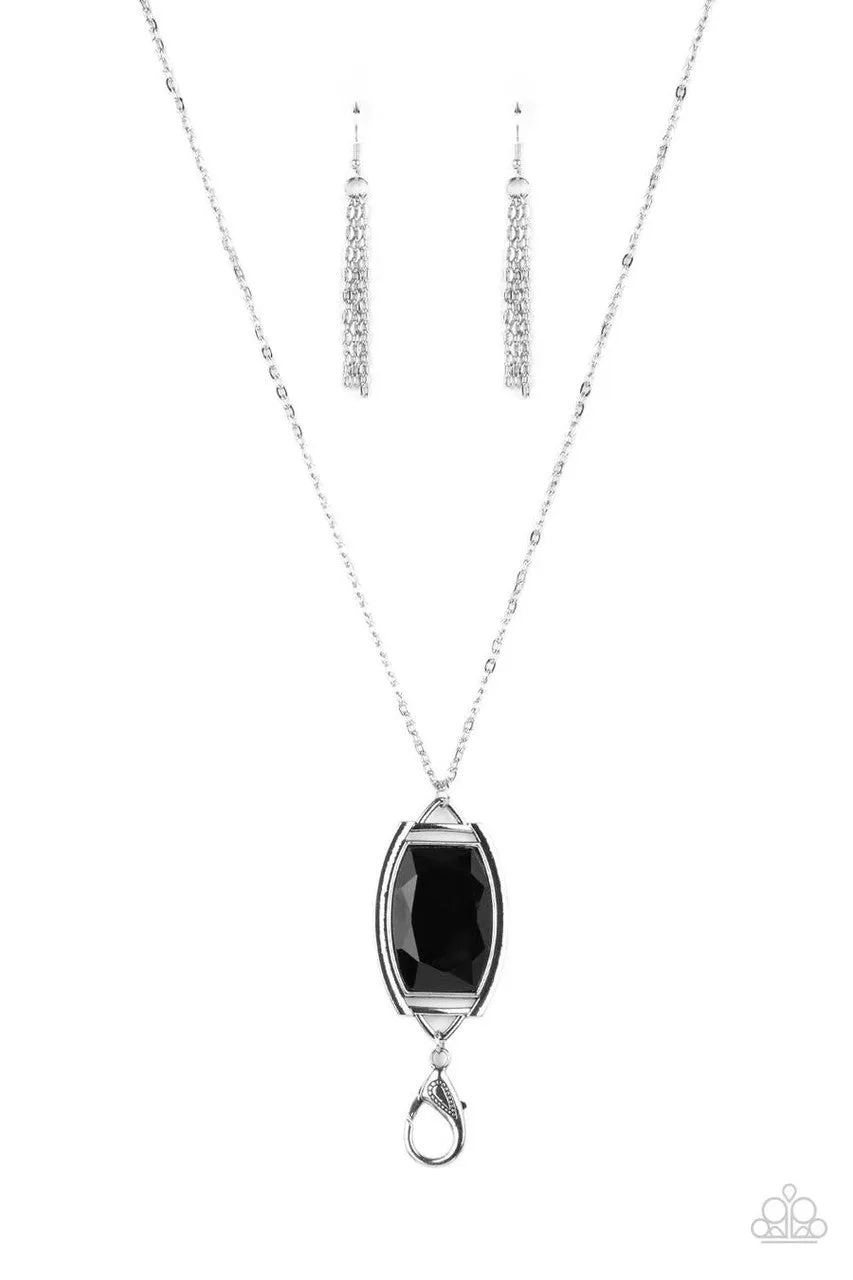 Timeless Tale Black Paparazzi Lanyard Necklace