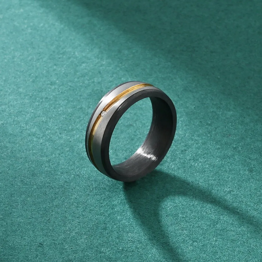 Titanium and Carbon Fiber Couple Rings with Diamond Accents