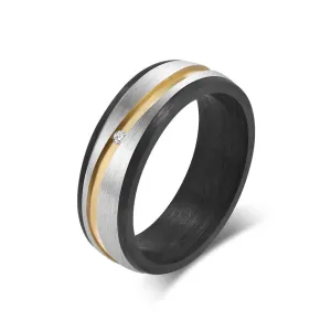 Titanium and Carbon Fiber Couple Rings with Diamond Accents