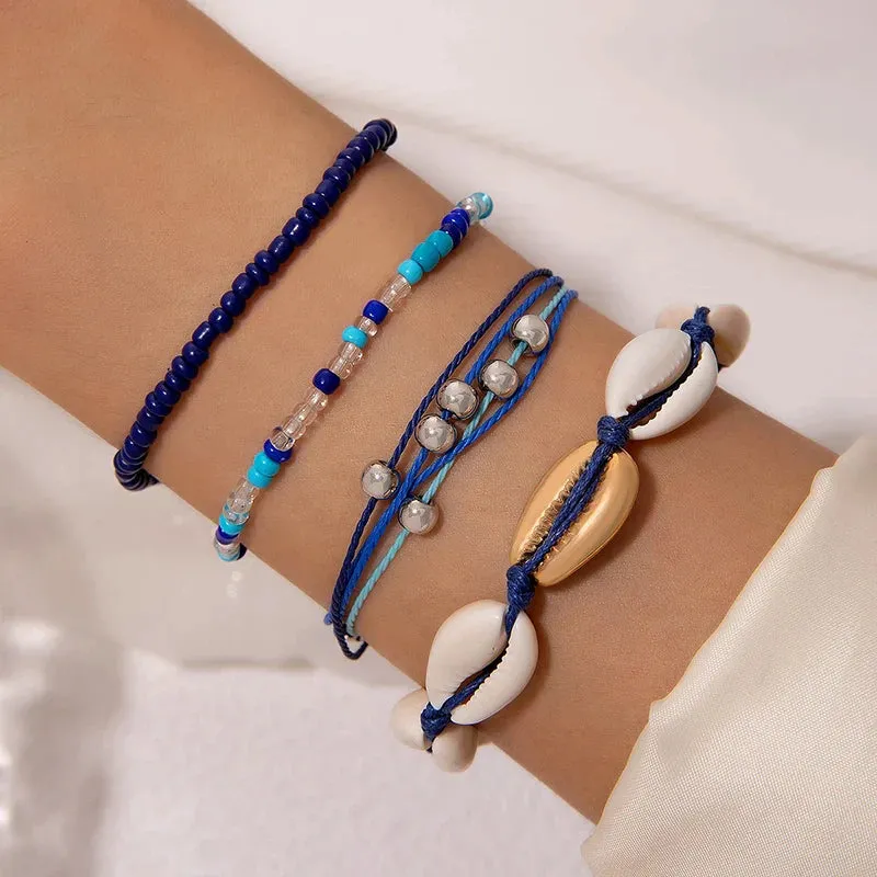 Tocona Boho Love Moon Bracelets for Women Charms Bead Gold Color Star Clear Crystal Stone Letter Rope