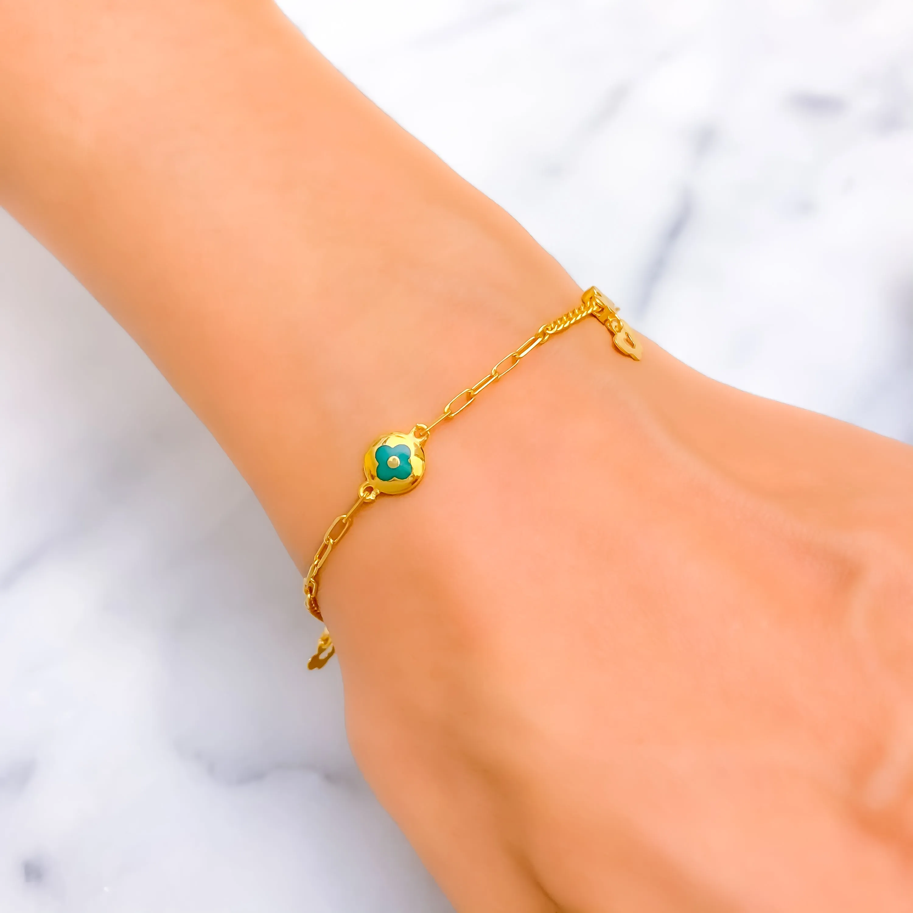 Trendy Colorful 21k Gold Bracelet