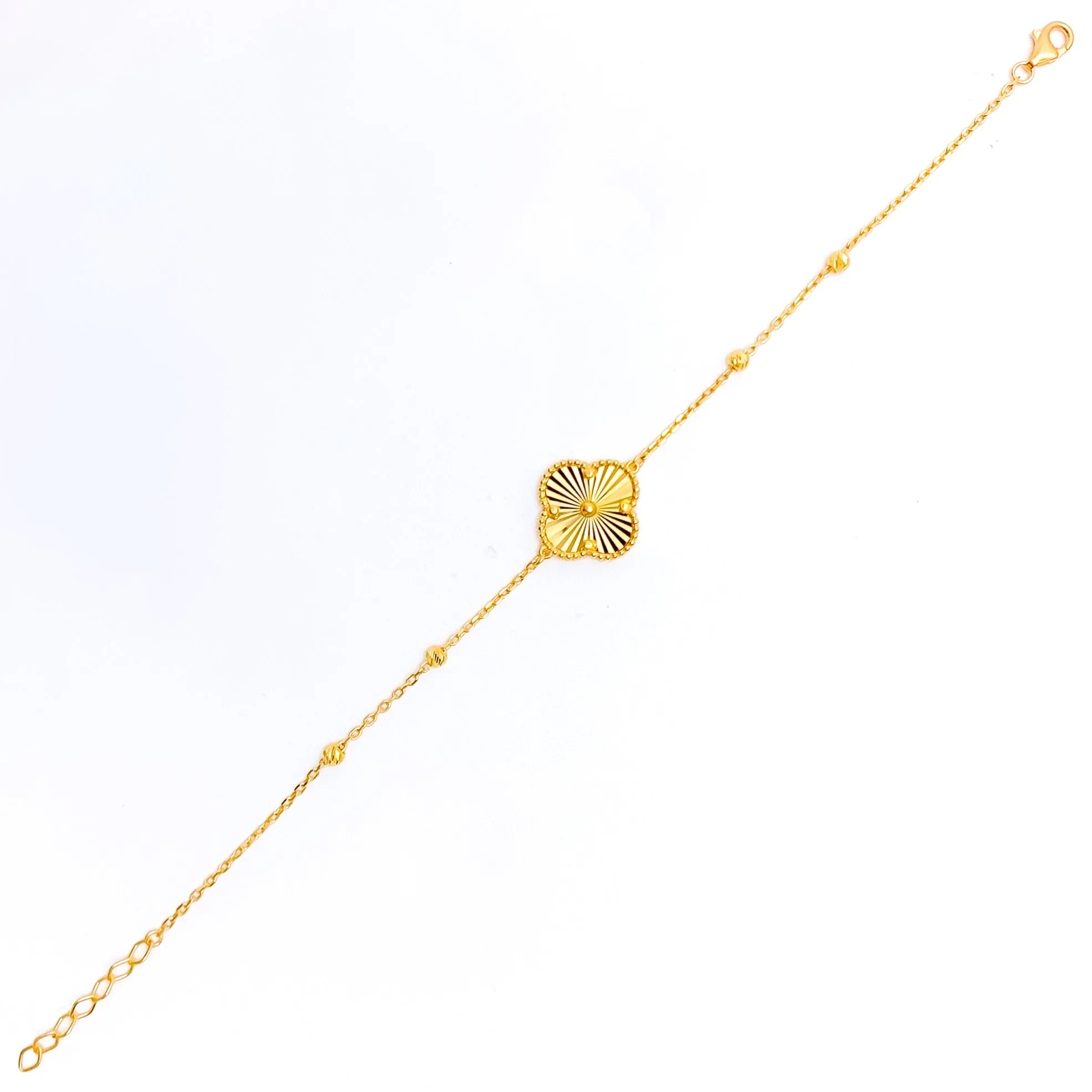 Trendy Ethereal 21k Gold Clover Bracelet