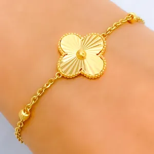 Trendy Ethereal 21k Gold Clover Bracelet