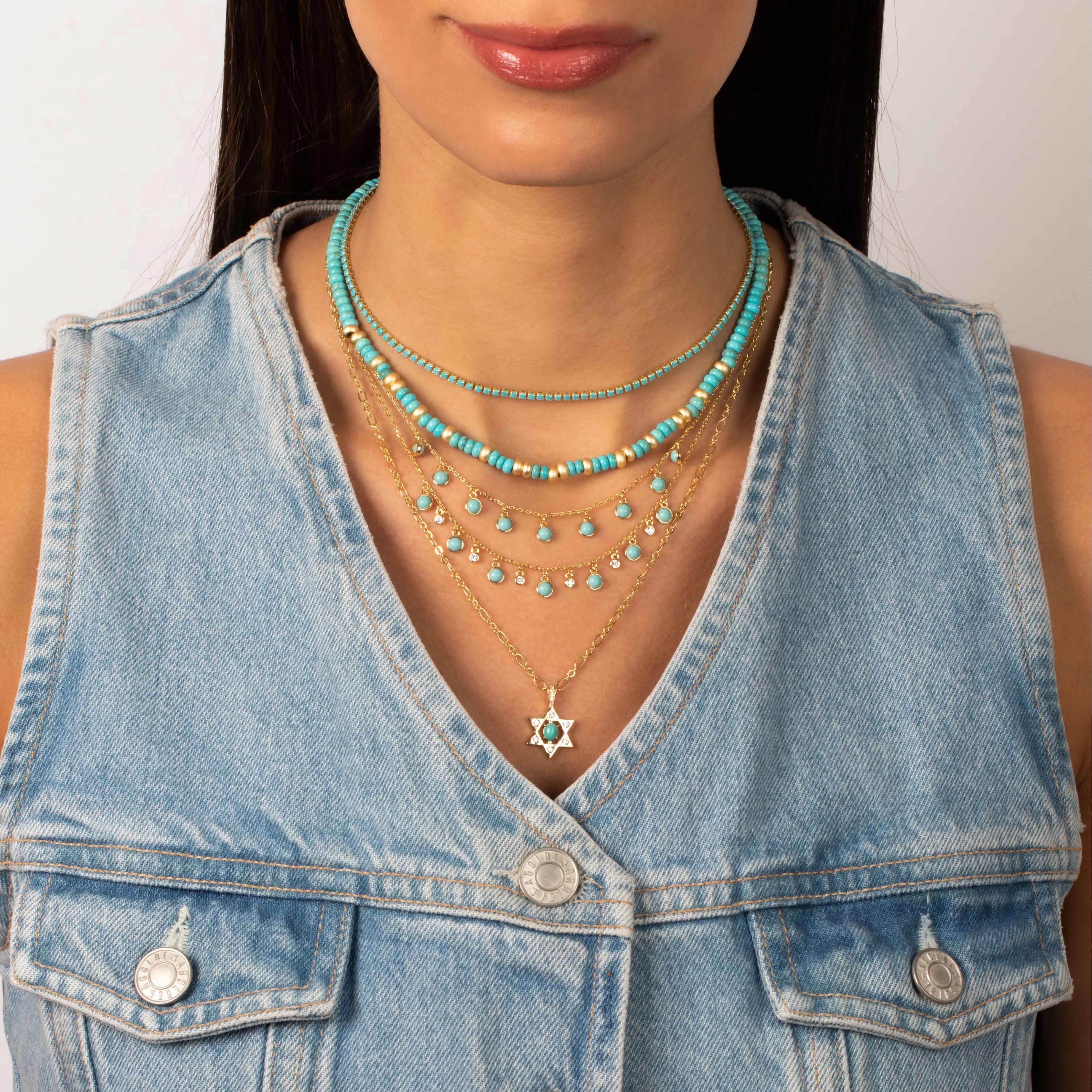 Turquoise Bezel Shaker Necklace