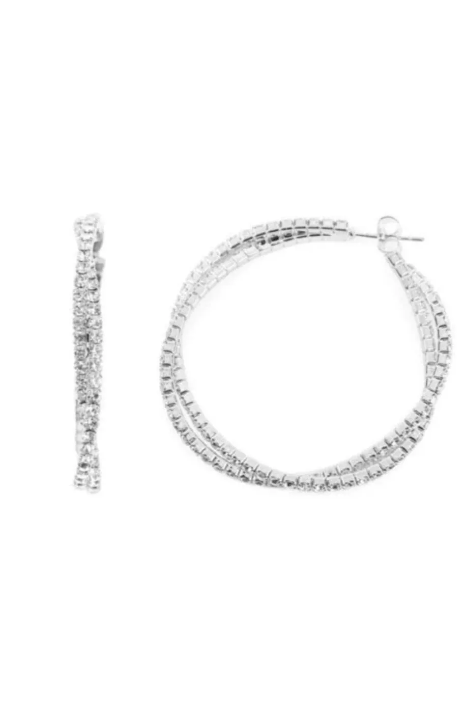 Twisted Cubic Zirconia Hoop Earrings