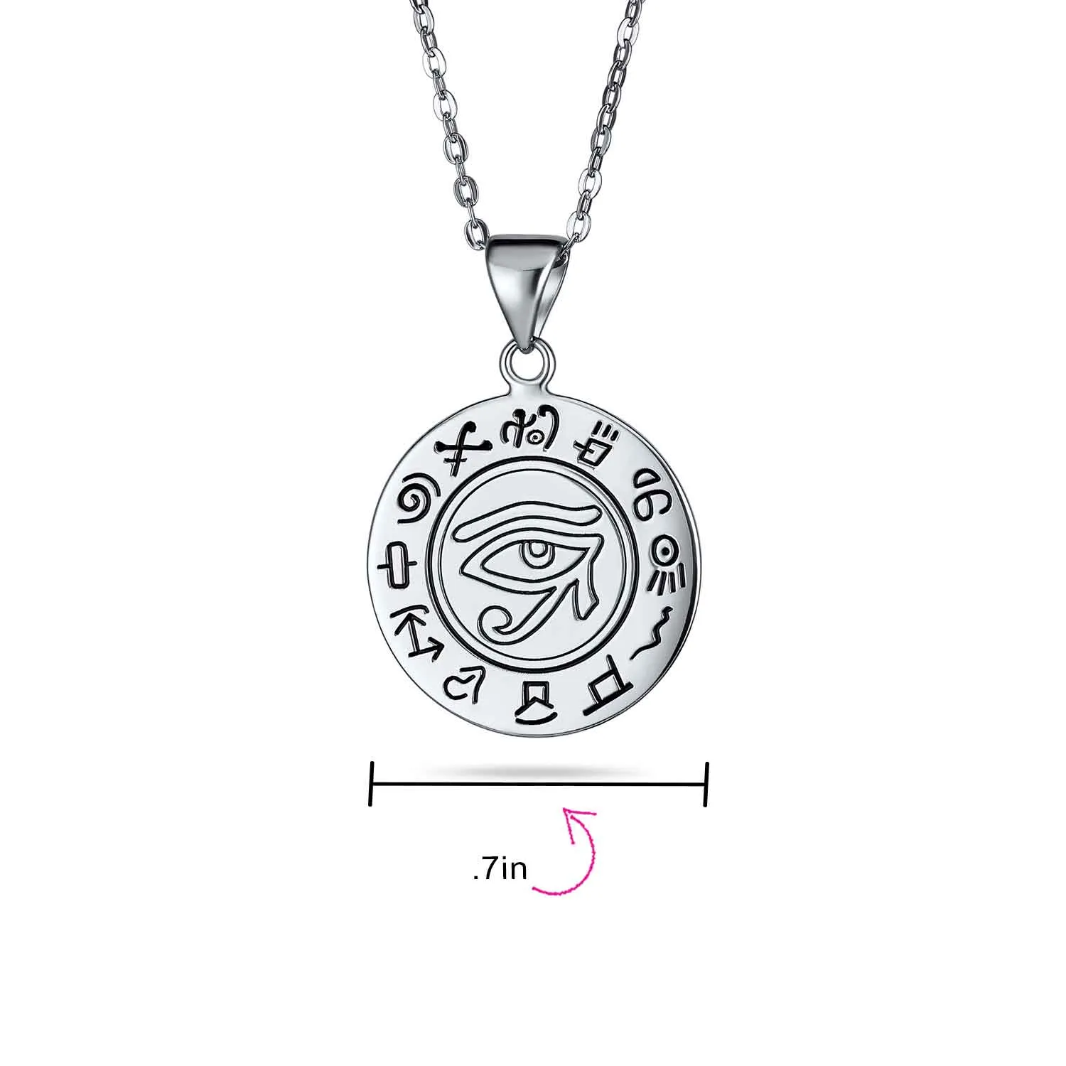Unisex Mystic Eye of Horus Pendant Necklace in Oxidized Sterling Silver