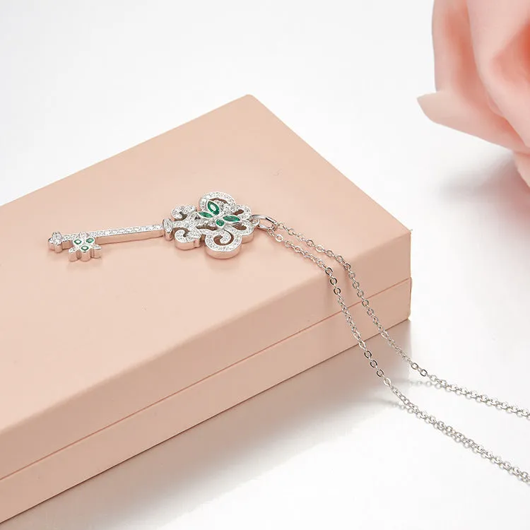 Unlock Happiness Enchant Dragonfly Key Tsavorites Pendant Necklace