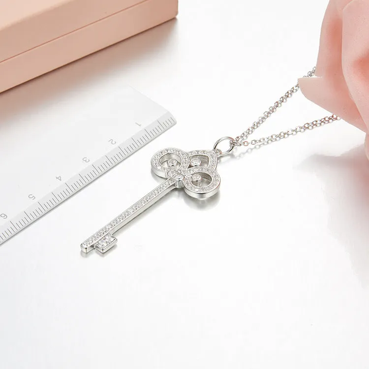 Unlock Happiness Fleur de Lis Key Pendant Necklace