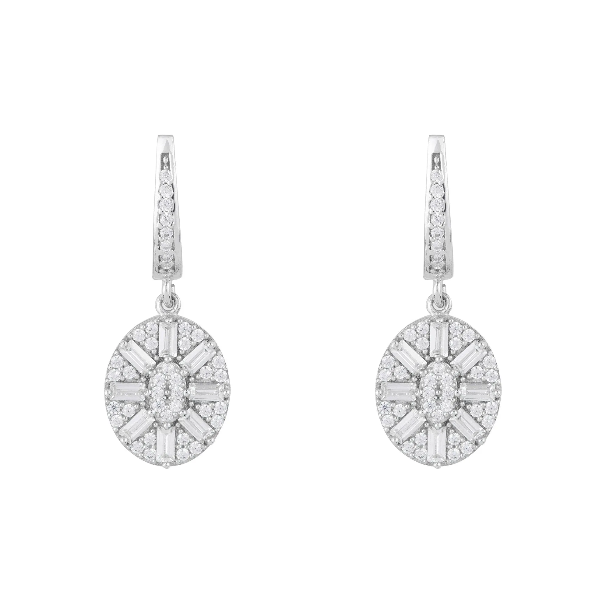 Uptown Oval Drop Earrings: Silver