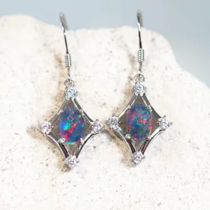 'Venette' Triplet Opal Earrings Silver