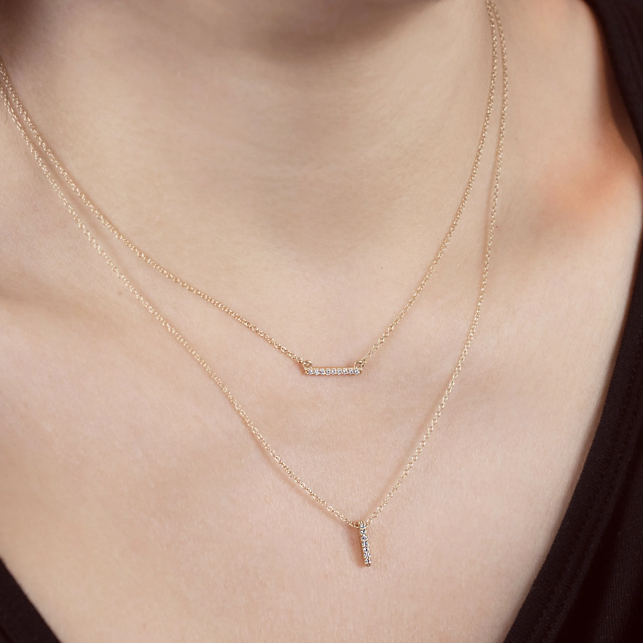 Vertical Diamond Bar Necklace