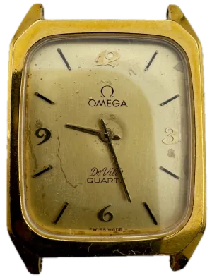 Vintage 25.5mm Omega 191.0126 De Ville Tank Men's Quartz Wristwatch Gold Plated