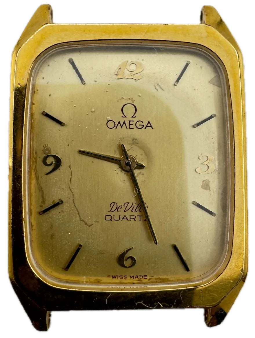 Vintage 25.5mm Omega 191.0126 De Ville Tank Men's Quartz Wristwatch Gold Plated