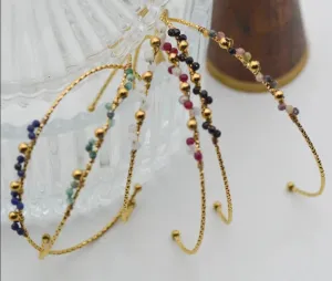 Vintage Colorful Beads Bracelets For Women Gold Color Thin Bangle Charm Trendy Jewelry